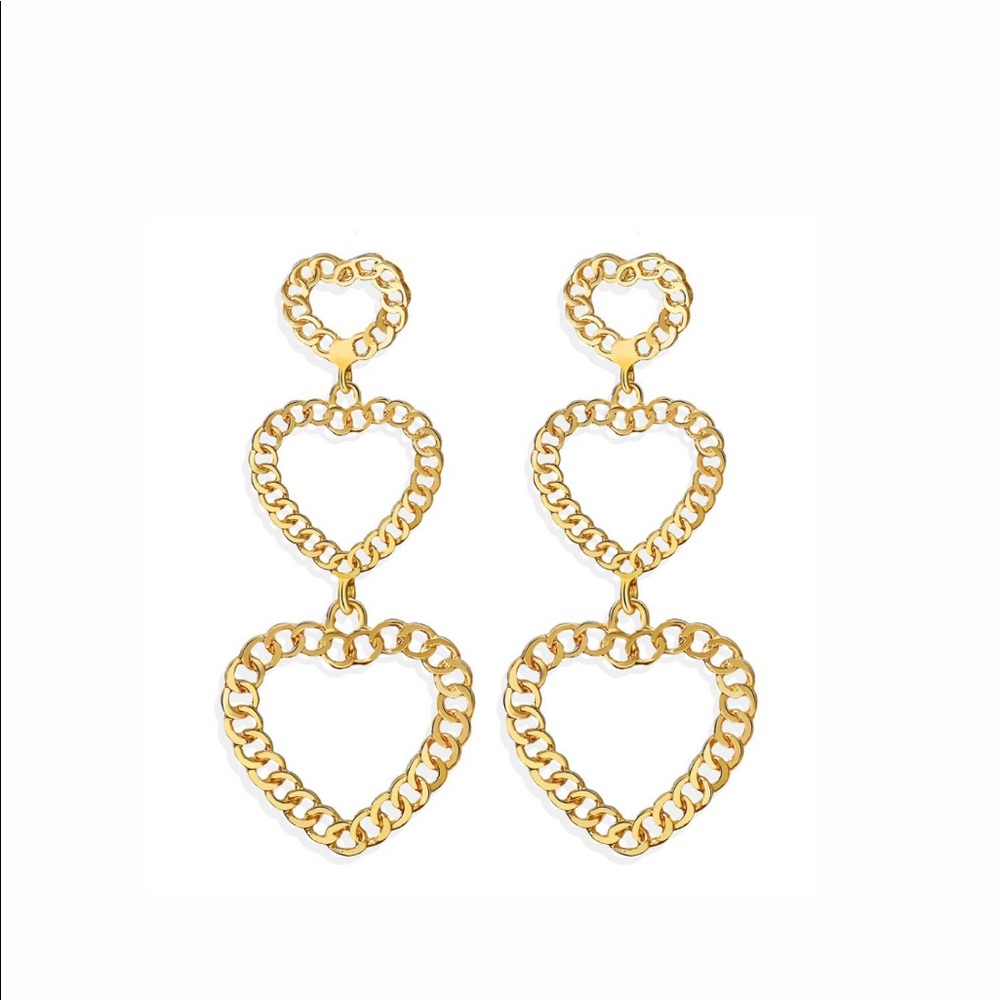 Long heart shape Gold earrings